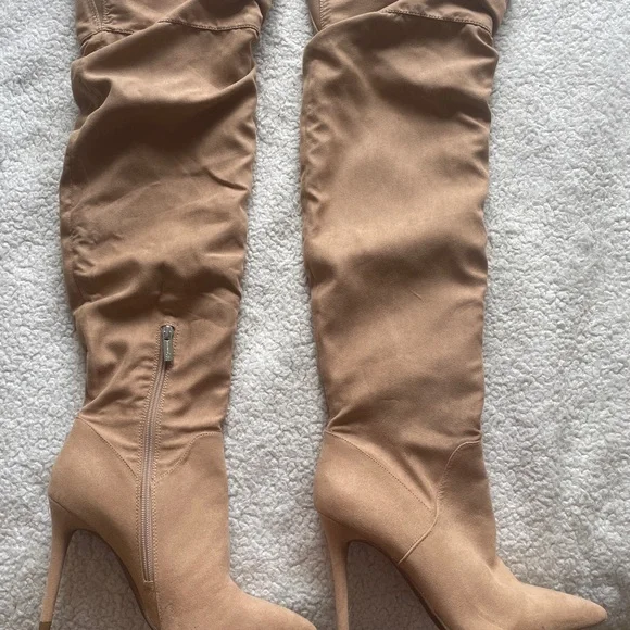 Jessica Simpson Tan Over-the-Knee Boots with Stiletto Heel - Picture 2 of 4